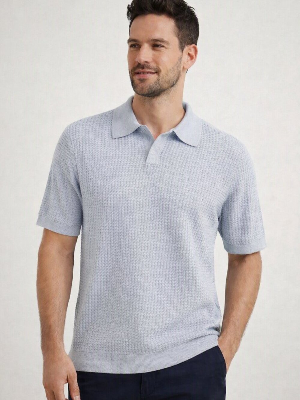 NWT Tahari Men’s Light Blue Short Sleeve Polo Sweater Knit – Size XL